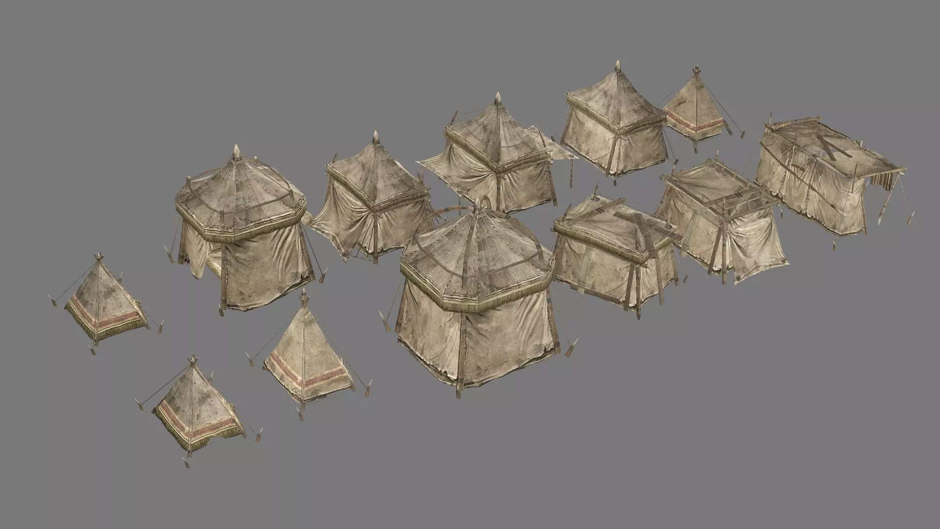 Medieval Market Tent Stalls Collection 3D Model Low-poly 3D model_6