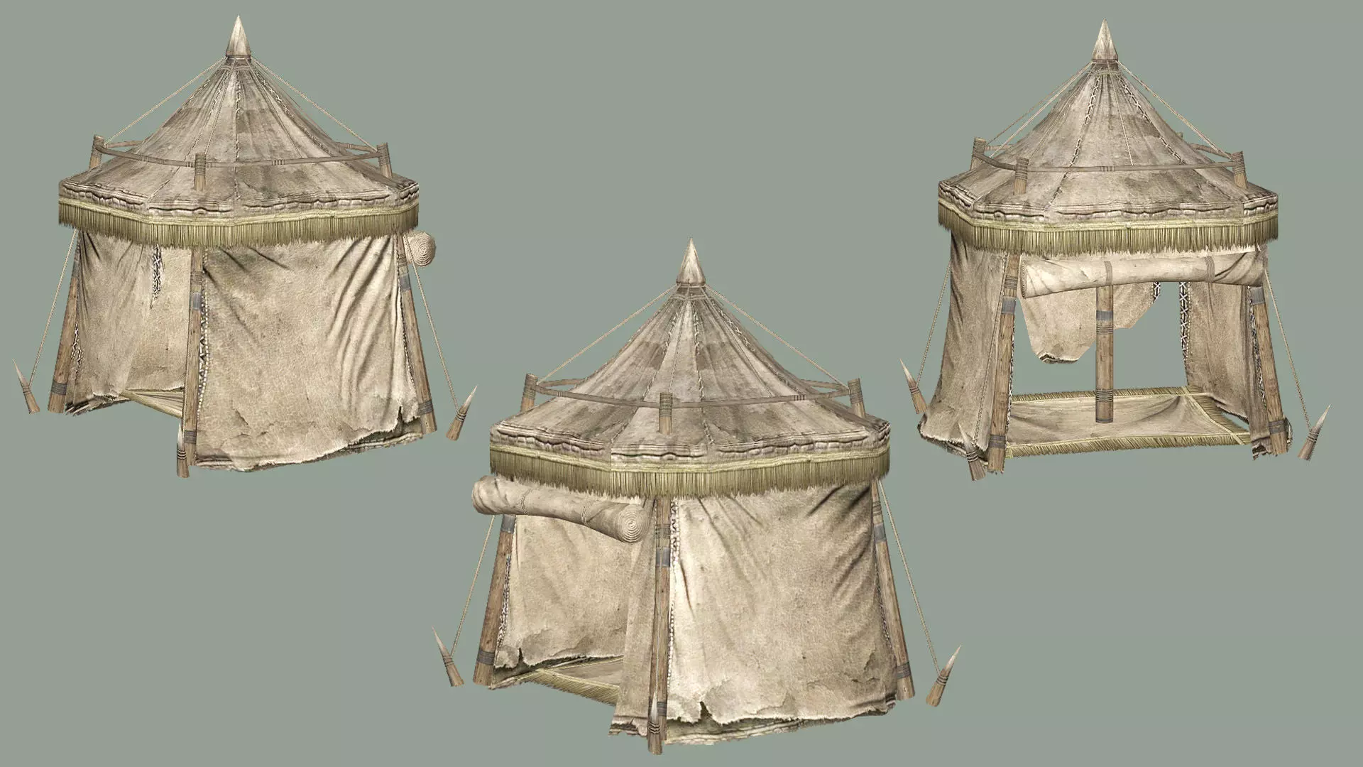 Medieval Market Tent Stalls Collection 3D Model Low-poly 3D model_11