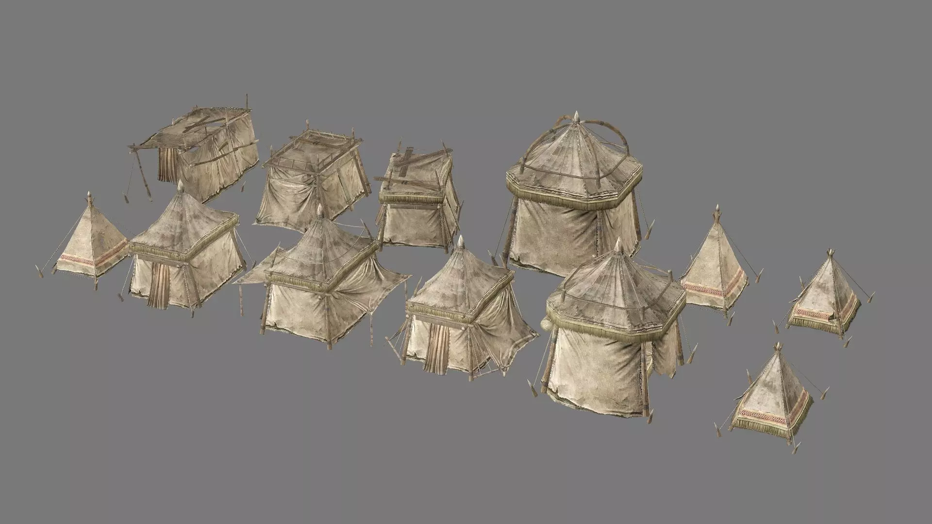 Medieval Market Tent Stalls Collection 3D Model Low-poly 3D model_5
