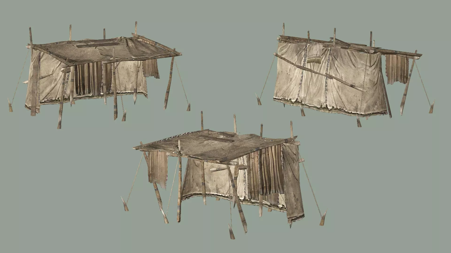 Medieval Market Tent Stalls Collection 3D Model Low-poly 3D model_15