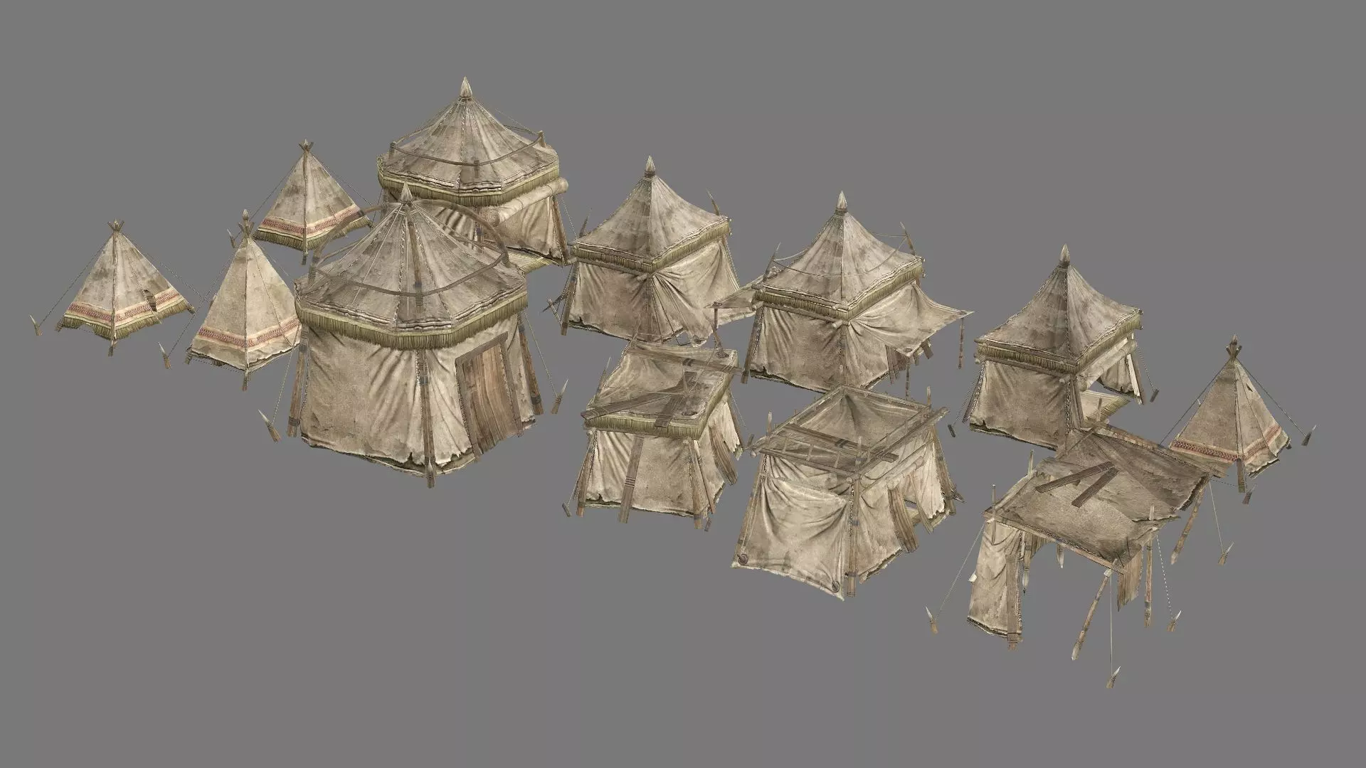 Medieval Market Tent Stalls Collection 3D Model Low-poly 3D model_3