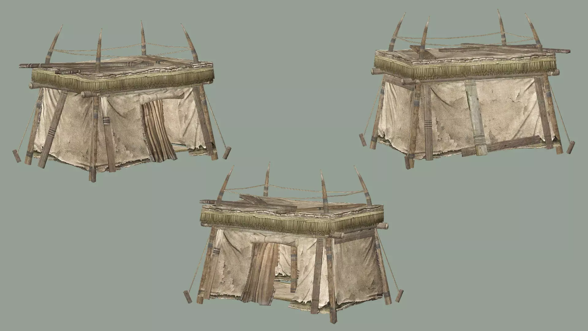 Medieval Market Tent Stalls Collection 3D Model Low-poly 3D model_8