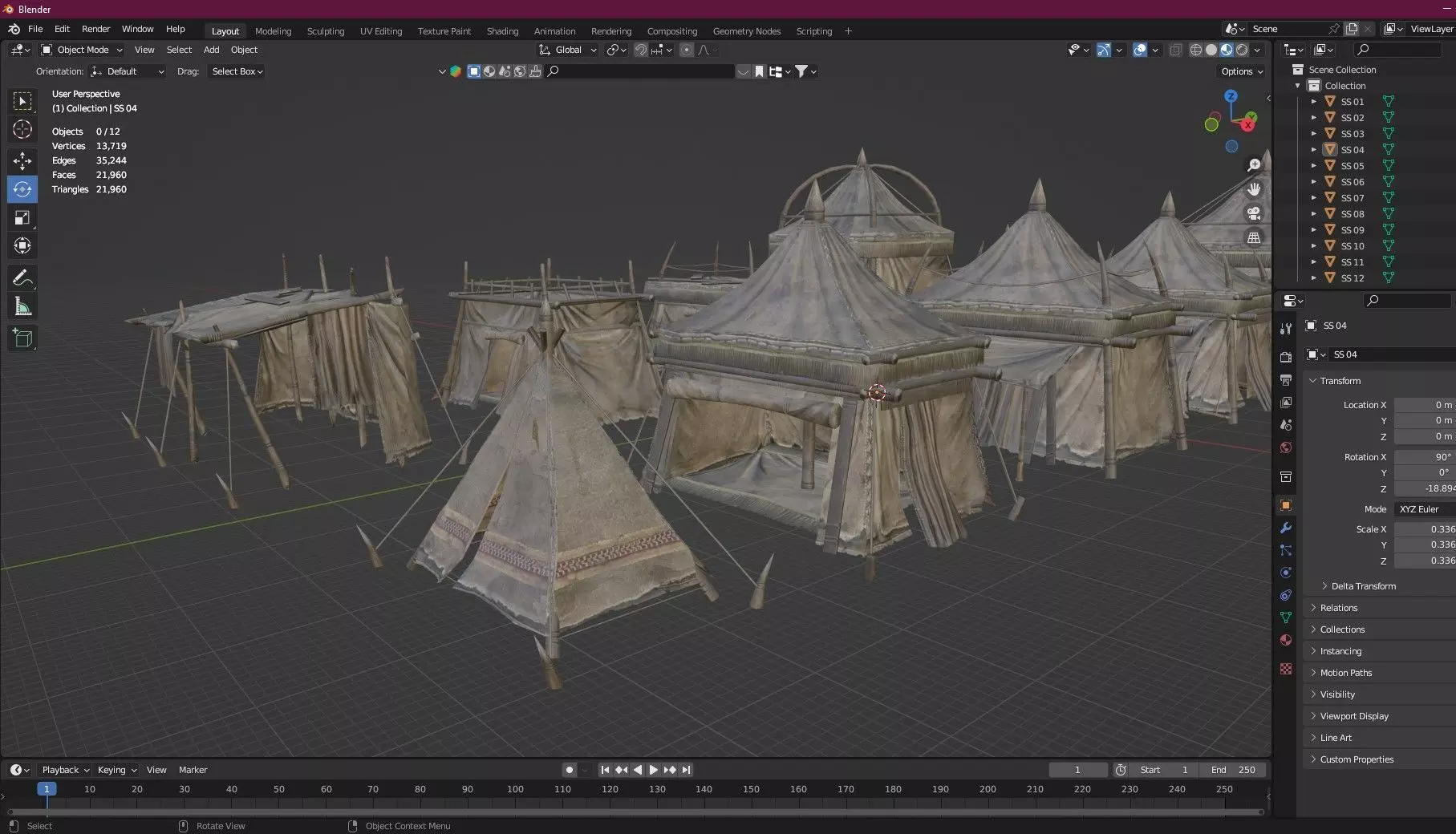 Medieval Market Tent Stalls Collection 3D Model Low-poly 3D model_20