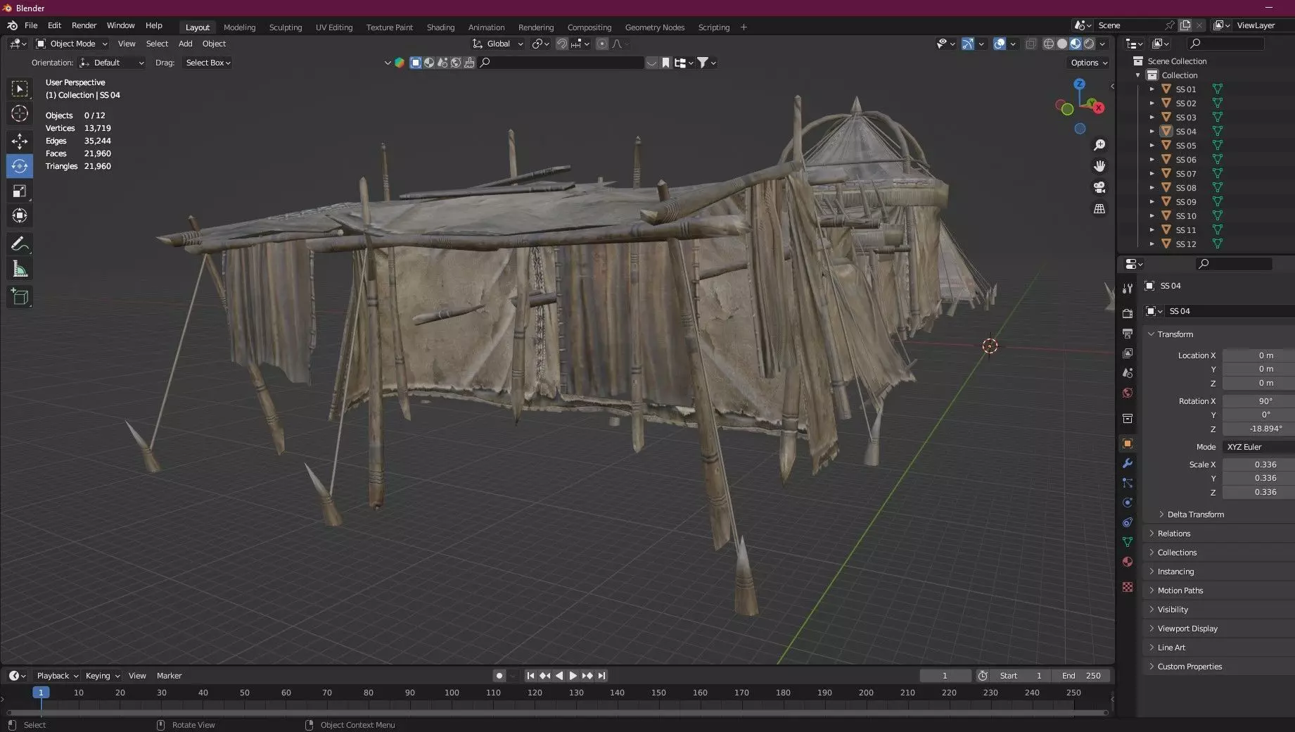 Medieval Market Tent Stalls Collection 3D Model Low-poly 3D model_21
