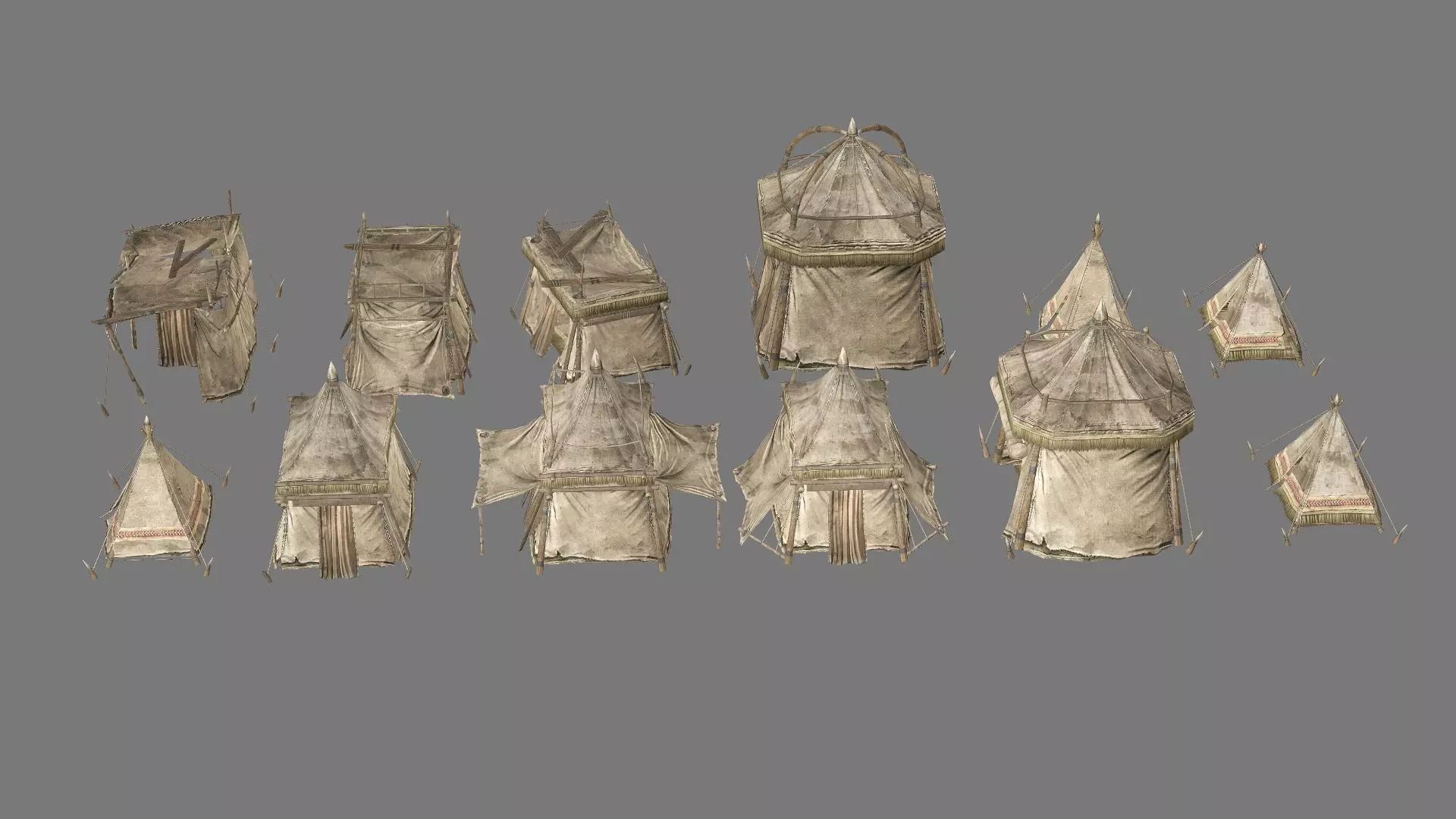 Medieval Market Tent Stalls Collection 3D Model Low-poly 3D model_4