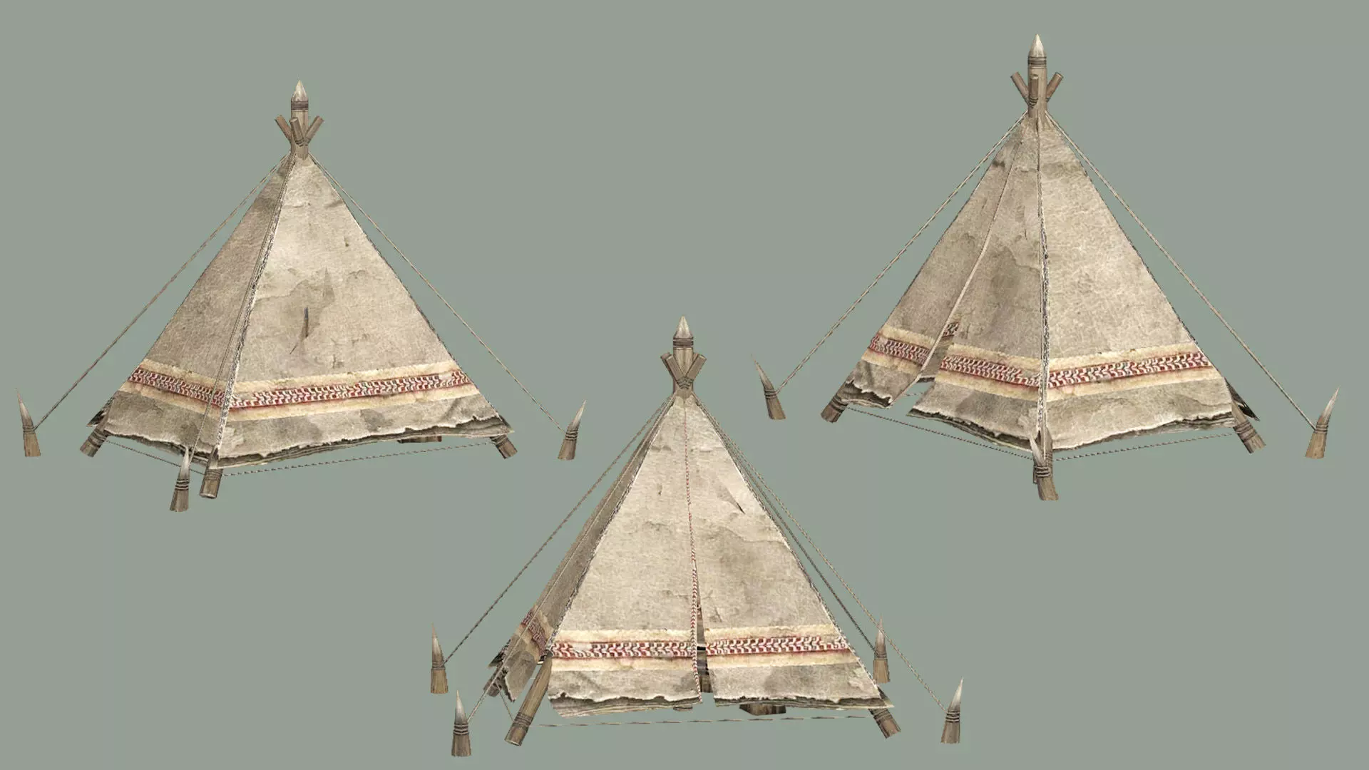 Medieval Market Tent Stalls Collection 3D Model Low-poly 3D model_13
