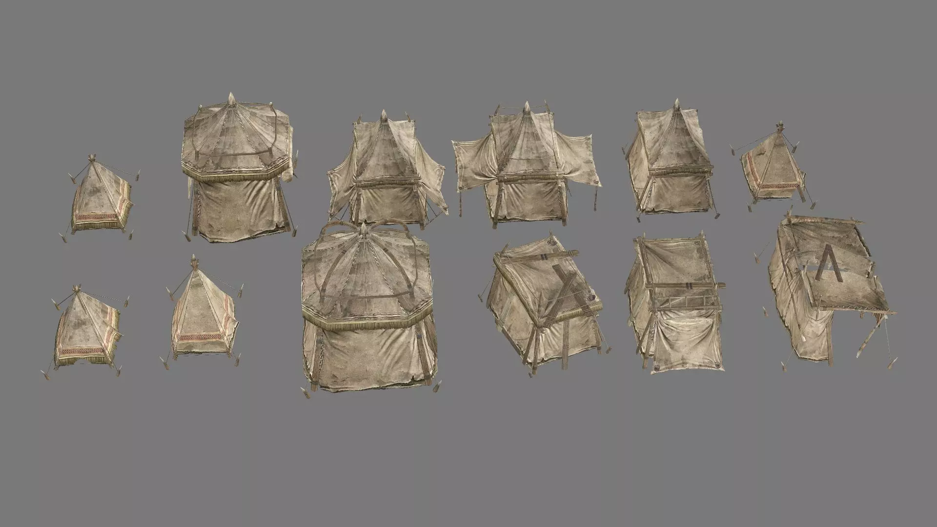 Medieval Market Tent Stalls Collection 3D Model Low-poly 3D model_7