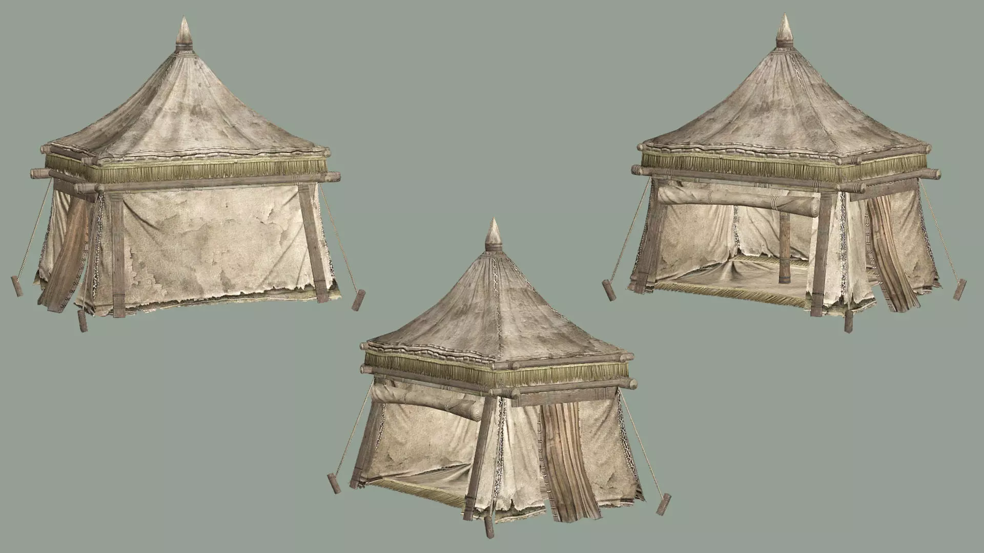 Medieval Market Tent Stalls Collection 3D Model Low-poly 3D model_19