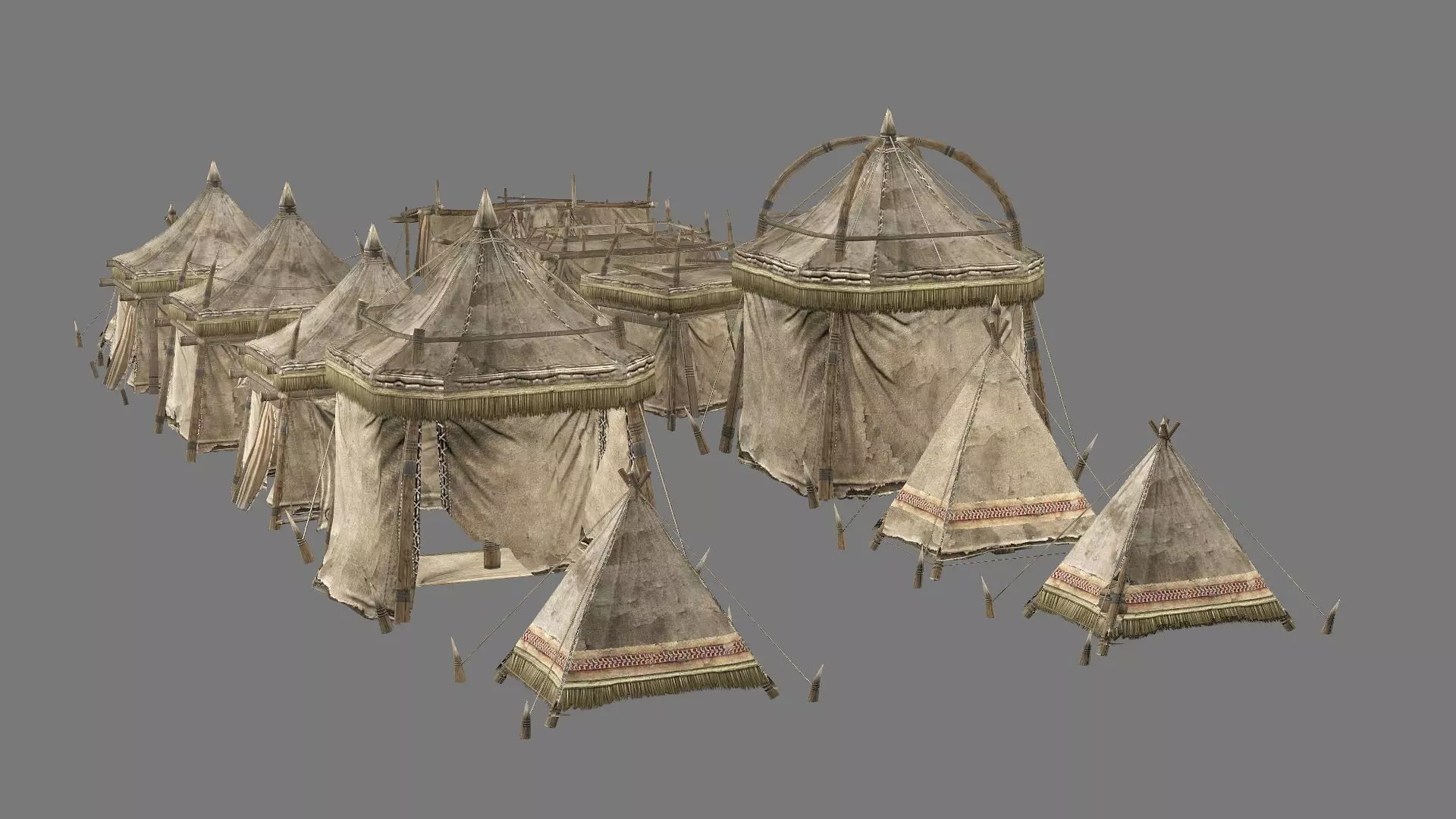 Medieval Market Tent Stalls Collection 3D Model Low-poly 3D model_16