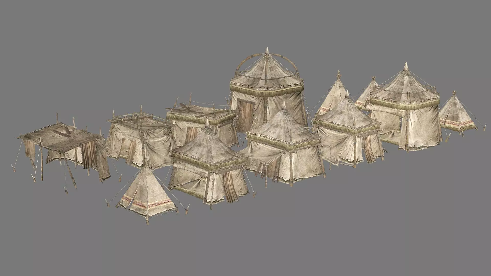 Medieval Market Tent Stalls Collection 3D Model Low-poly 3D model_1
