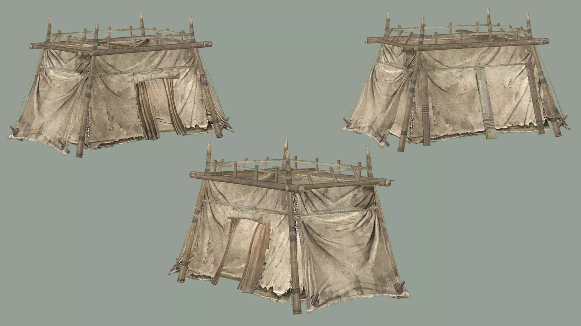 Medieval Market Tent Stalls Collection 3D Model Low-poly 3D model_10