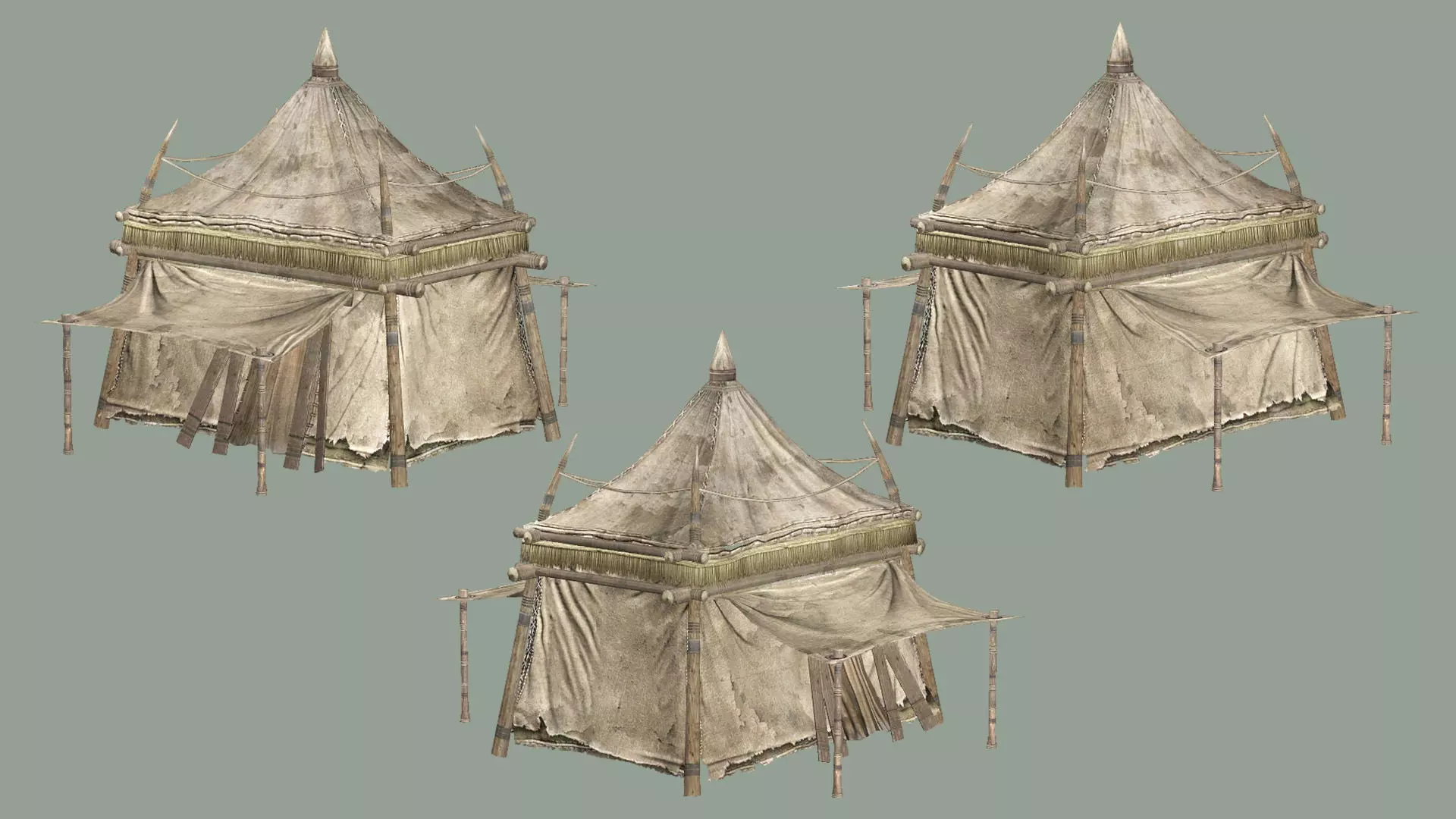 Medieval Market Tent Stalls Collection 3D Model Low-poly 3D model_17