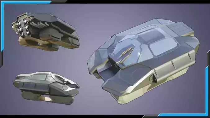 Sci-Fi Starship with Interior Base Mesh 02 Low-poly 3D model