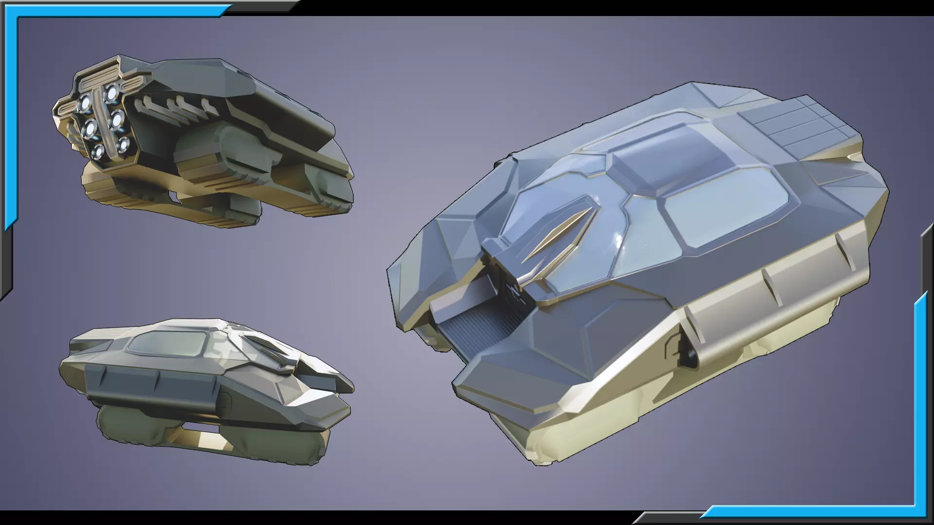 Sci-Fi Starship with Interior Base Mesh 02 Low-poly 3D model_0