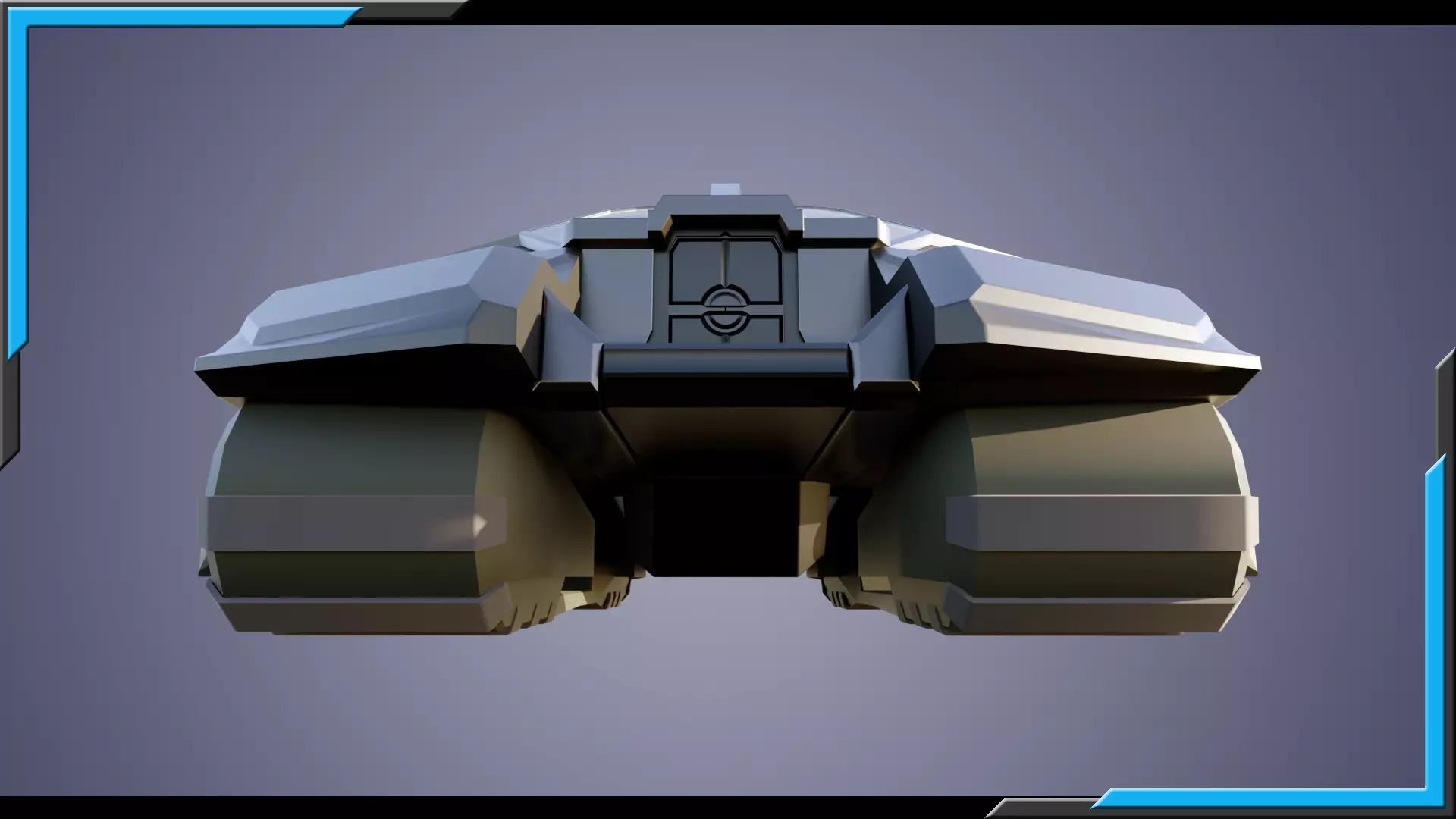 Sci-Fi Starship with Interior Base Mesh 02 Low-poly 3D model_6