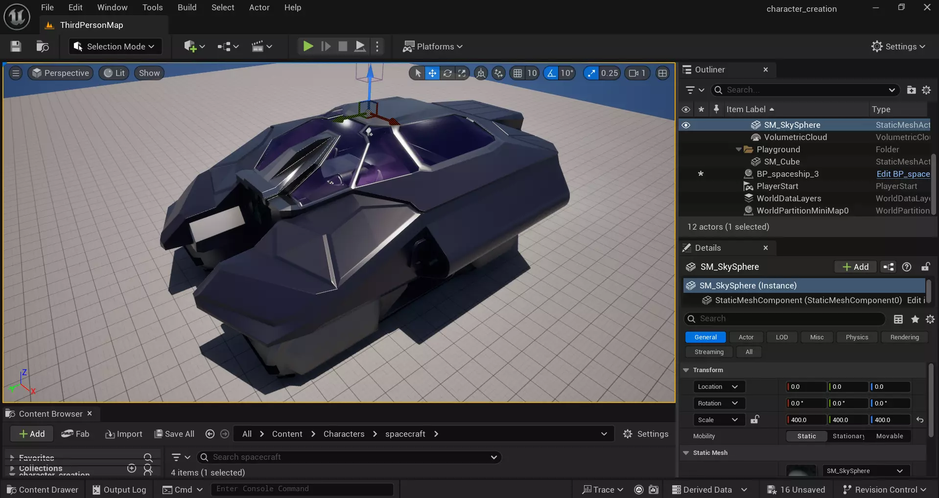 Sci-Fi Starship with Interior Base Mesh 02 Low-poly 3D model_18