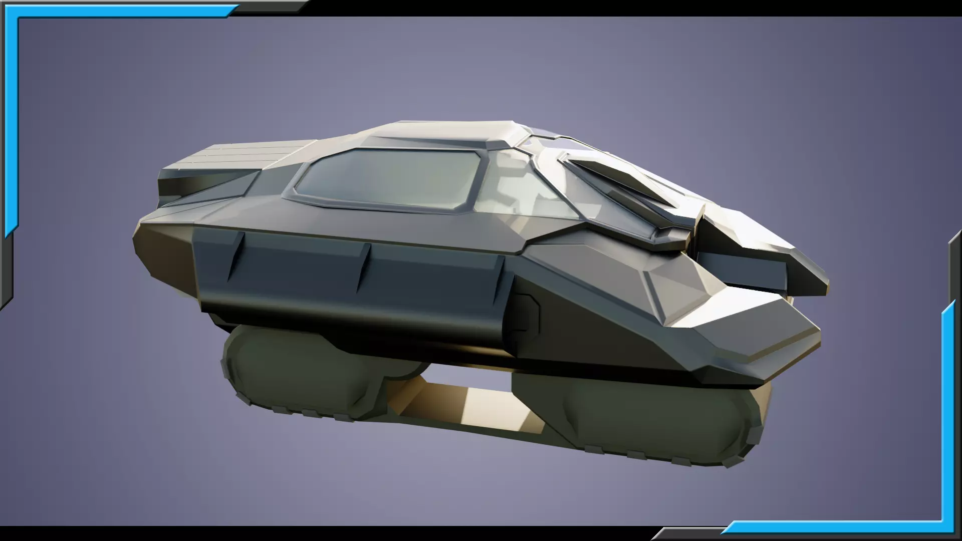 Sci-Fi Starship with Interior Base Mesh 02 Low-poly 3D model_4