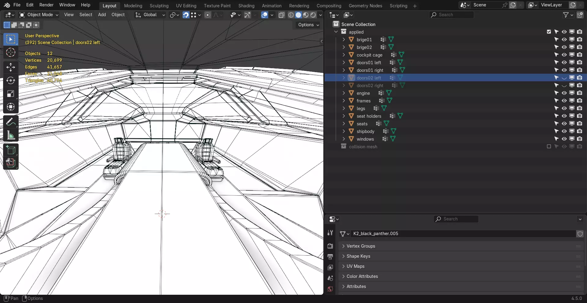 Sci-Fi Starship with Interior Base Mesh 02 Low-poly 3D model_11