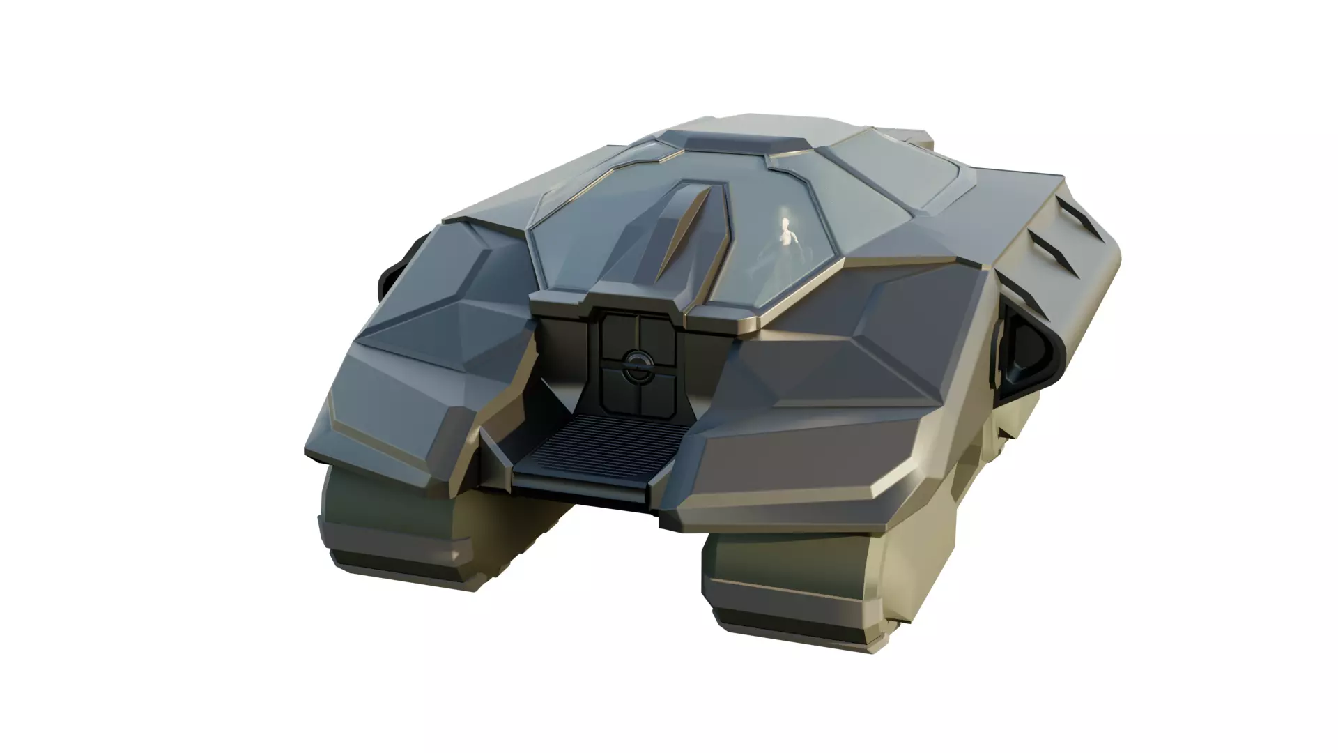 Sci-Fi Starship with Interior Base Mesh 02 Low-poly 3D model_21