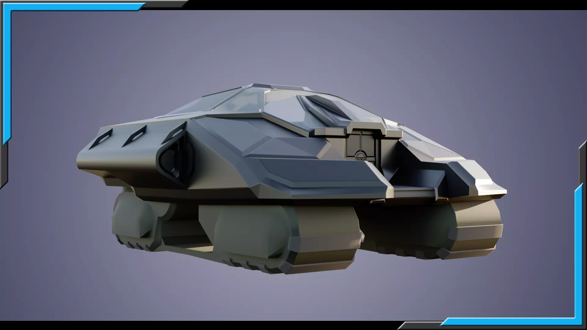 Sci-Fi Starship with Interior Base Mesh 02 Low-poly 3D model_3