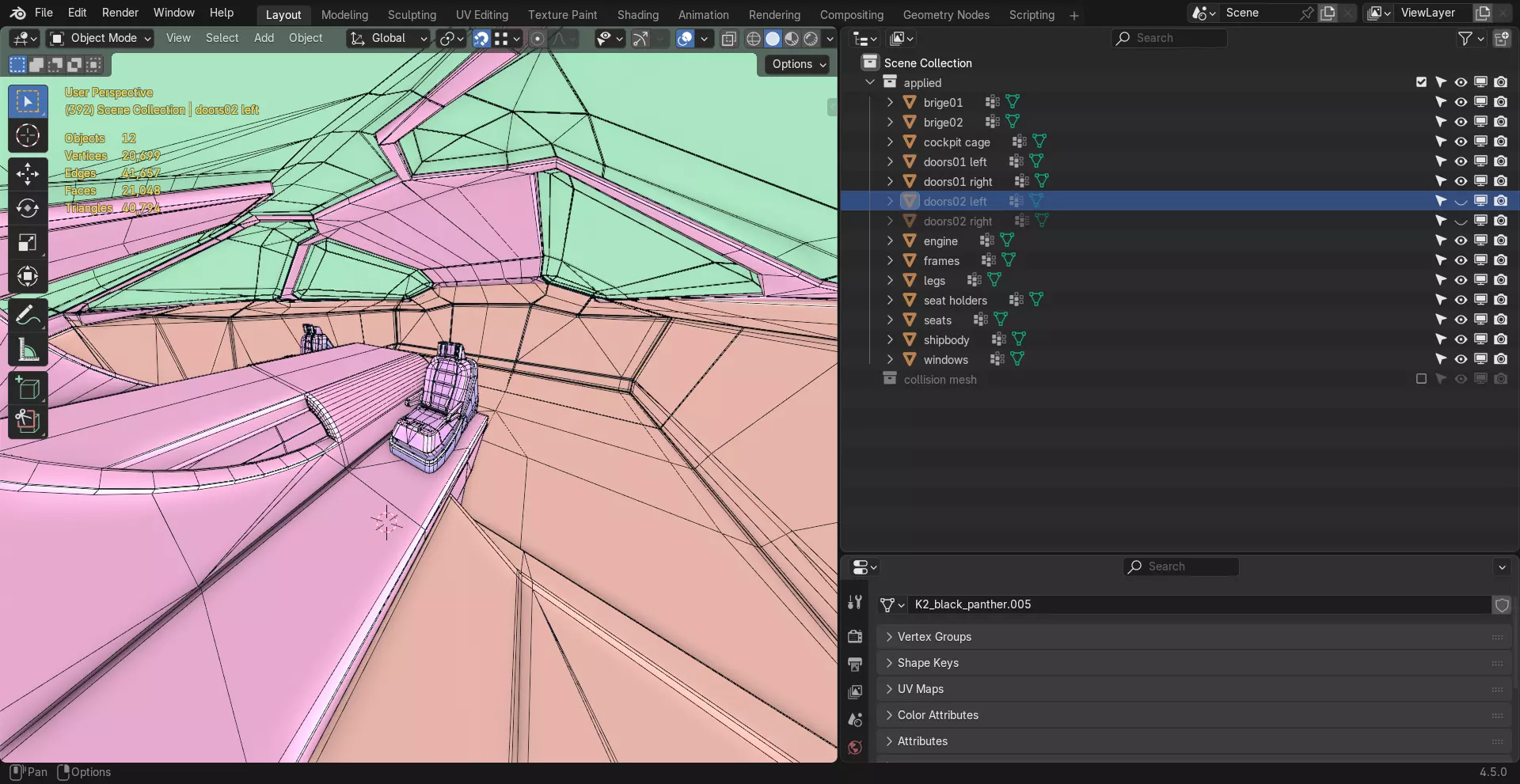 Sci-Fi Starship with Interior Base Mesh 02 Low-poly 3D model_10