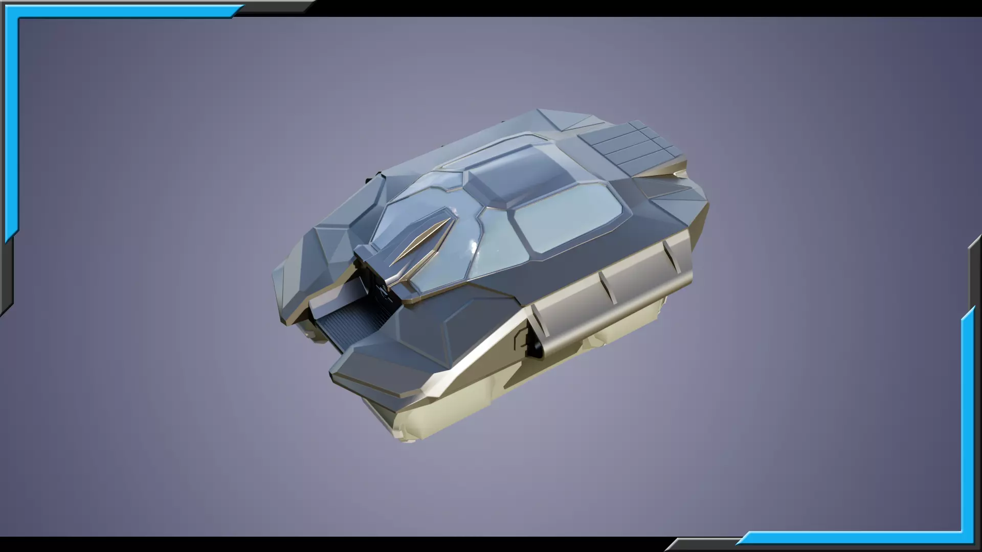 Sci-Fi Starship with Interior Base Mesh 02 Low-poly 3D model_5