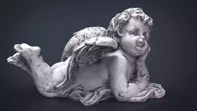 Angel cupid statue Low-poly 3D model