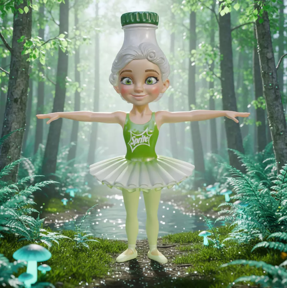 Spriterina Ballerina Italian brainrot T-pose Low Poly Character Low-poly 3D model_0