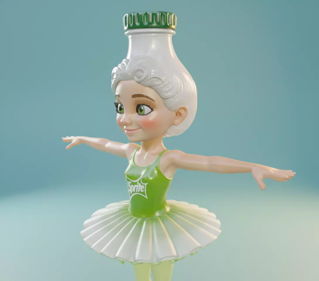 Spriterina Ballerina Italian brainrot T-pose Low Poly Character Low-poly 3D model_1