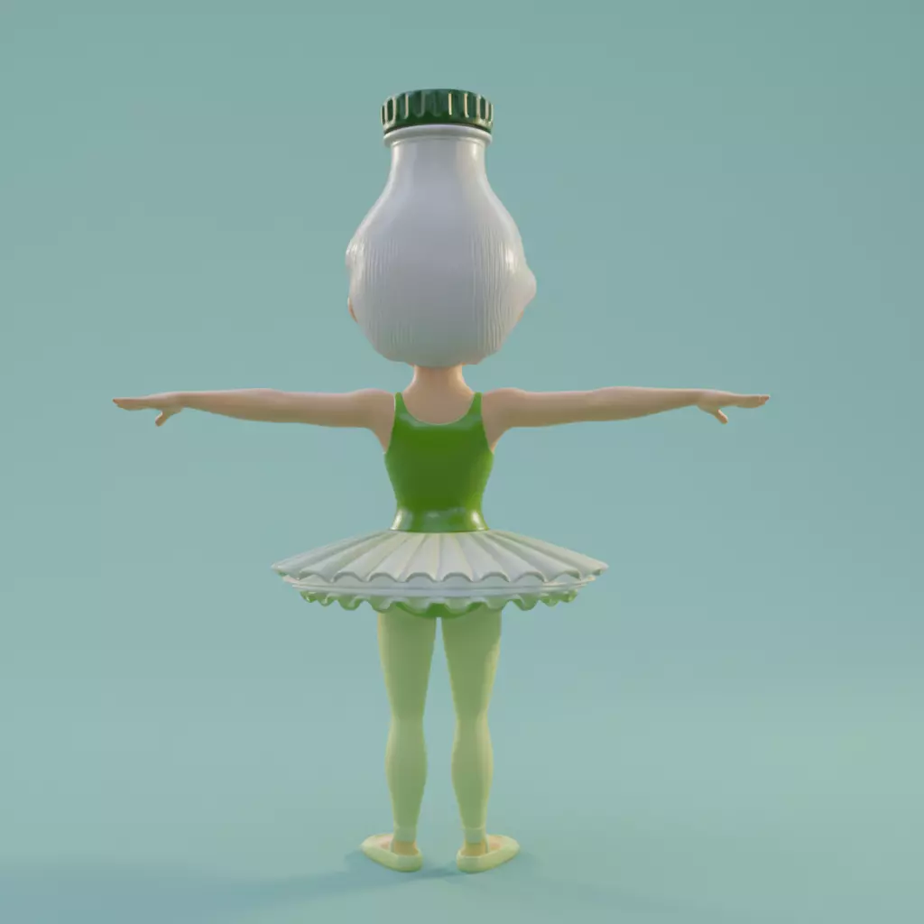 Spriterina Ballerina Italian brainrot T-pose Low Poly Character Low-poly 3D model_3