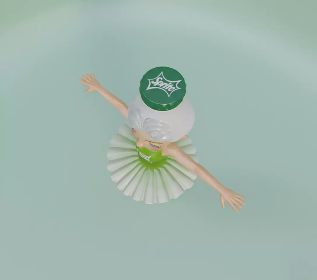 Spriterina Ballerina Italian brainrot T-pose Low Poly Character Low-poly 3D model_4