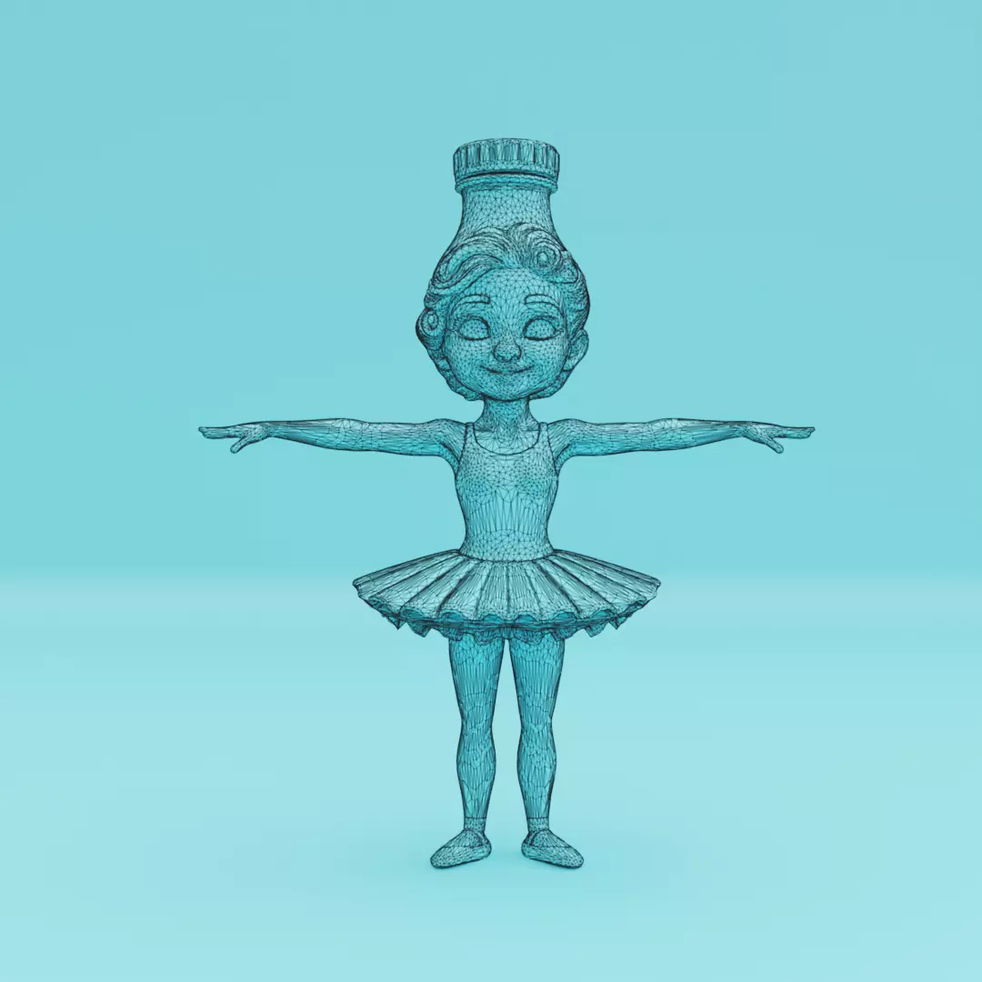 Spriterina Ballerina Italian brainrot T-pose Low Poly Character Low-poly 3D model_5