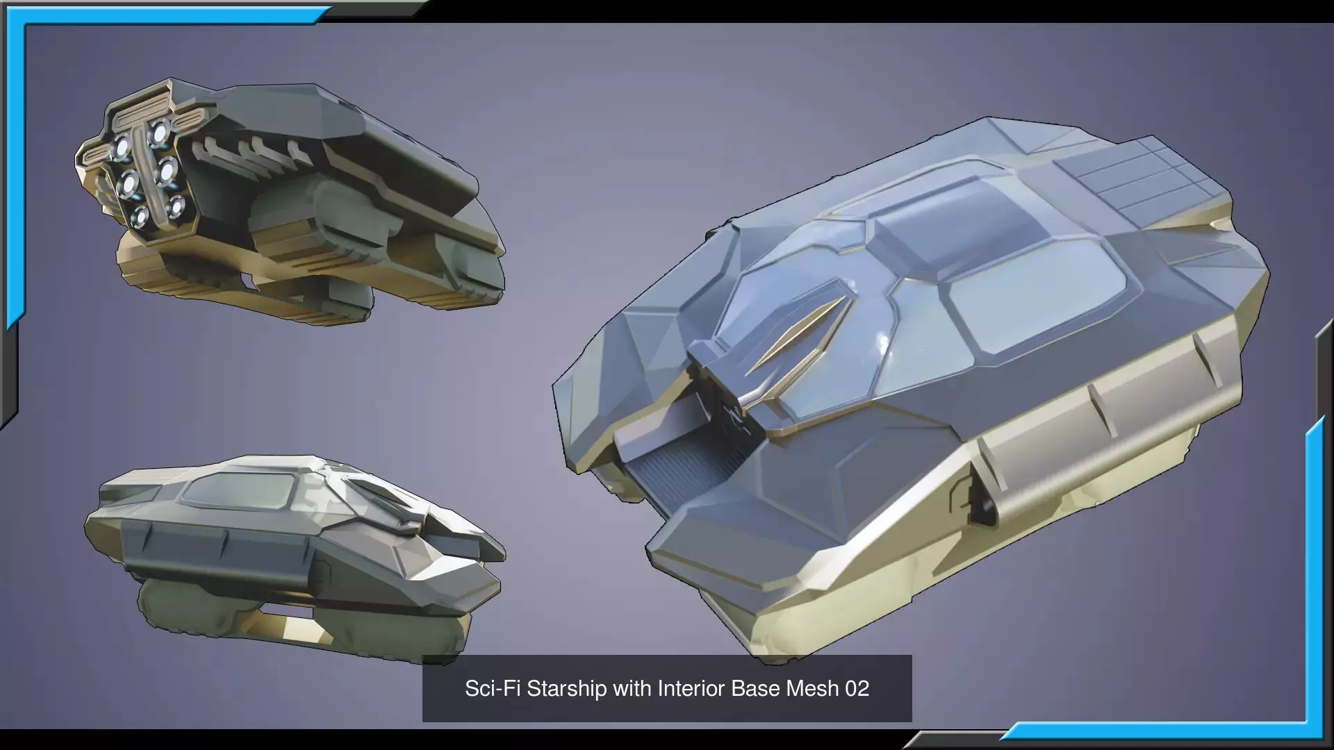 Stylized SciFi Starships with Interiors  3D Model Collection_4