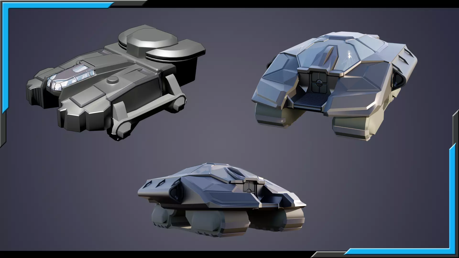 Stylized SciFi Starships with Interiors  3D Model Collection_0