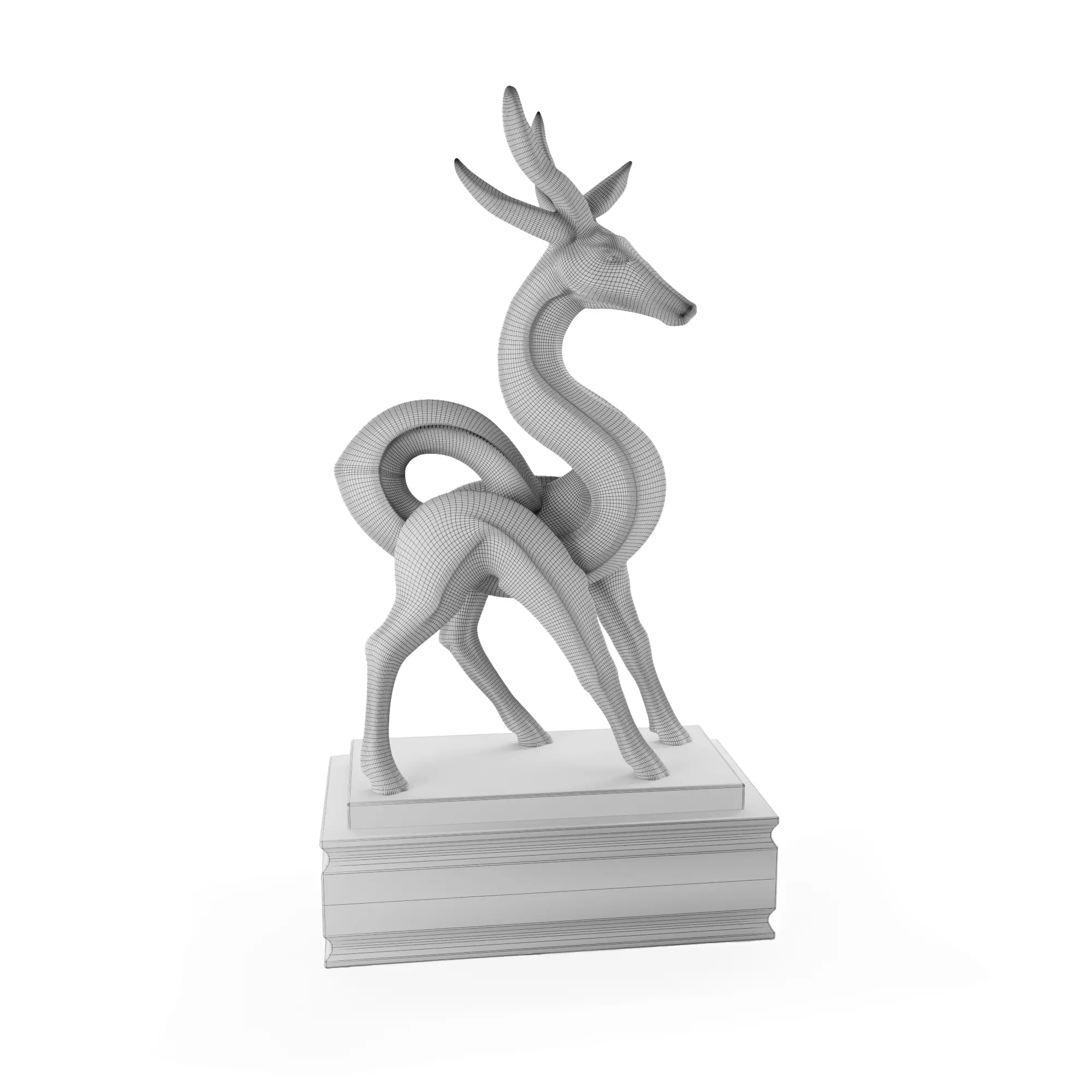 Deer Statue 3D model_2