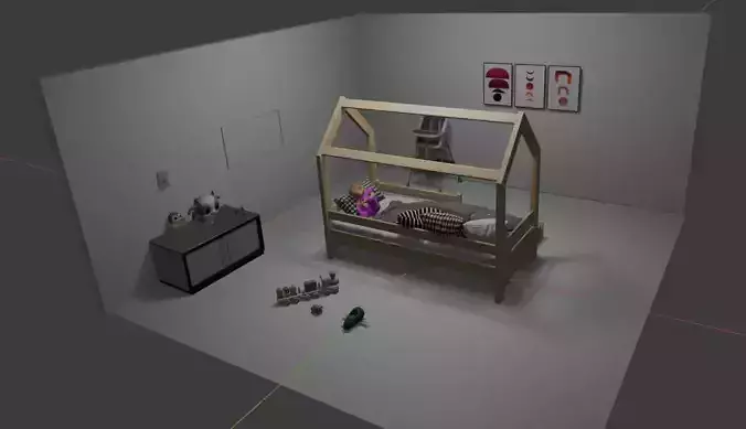 Modern Kids Bedroom Interior 3D Scene