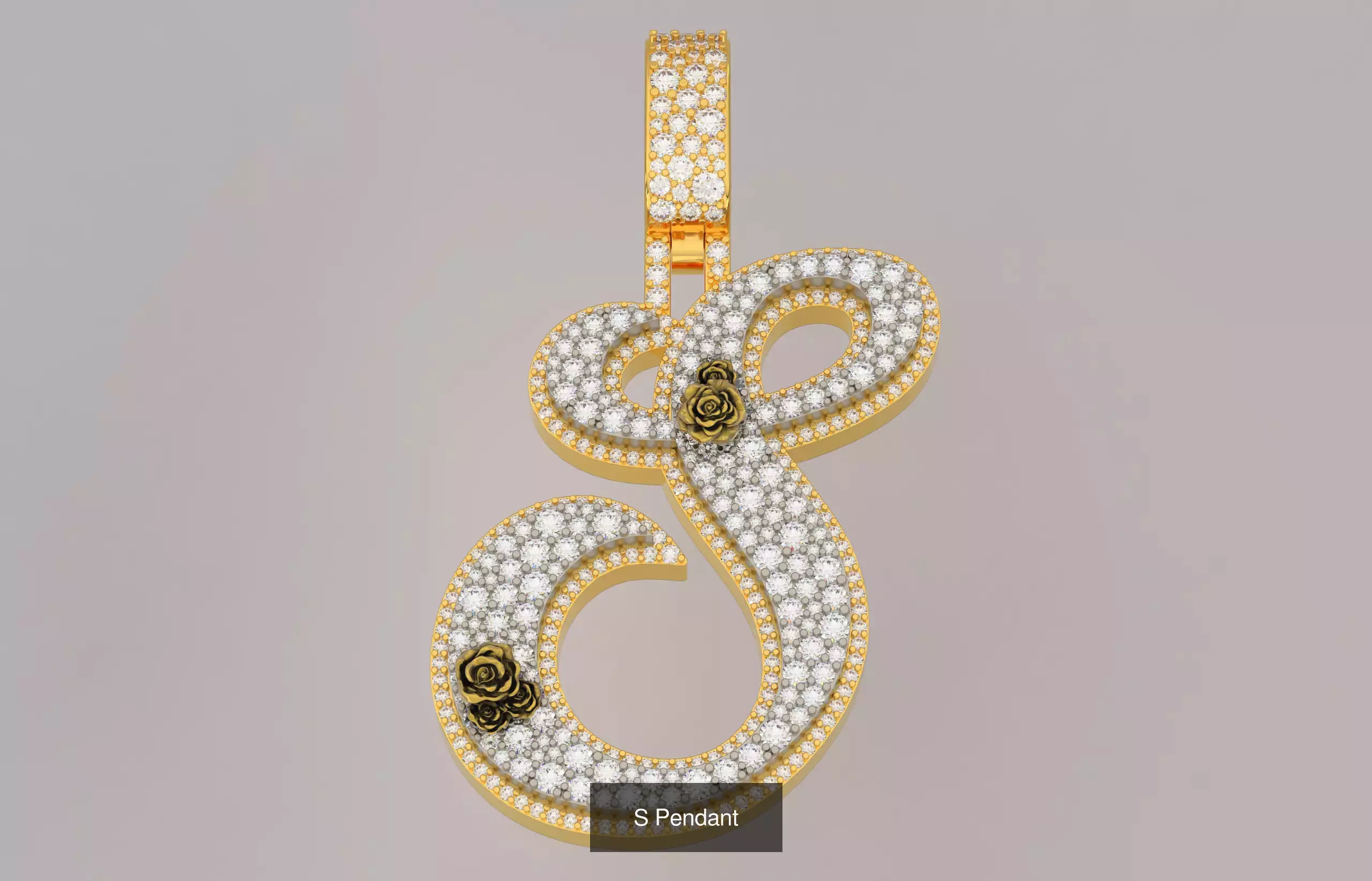 A-Z Custom Alphabet Mosaic Stone Setting Style  3D Model Collection_19