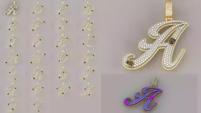 A-Z Custom Alphabet Mosaic Stone Setting Style 