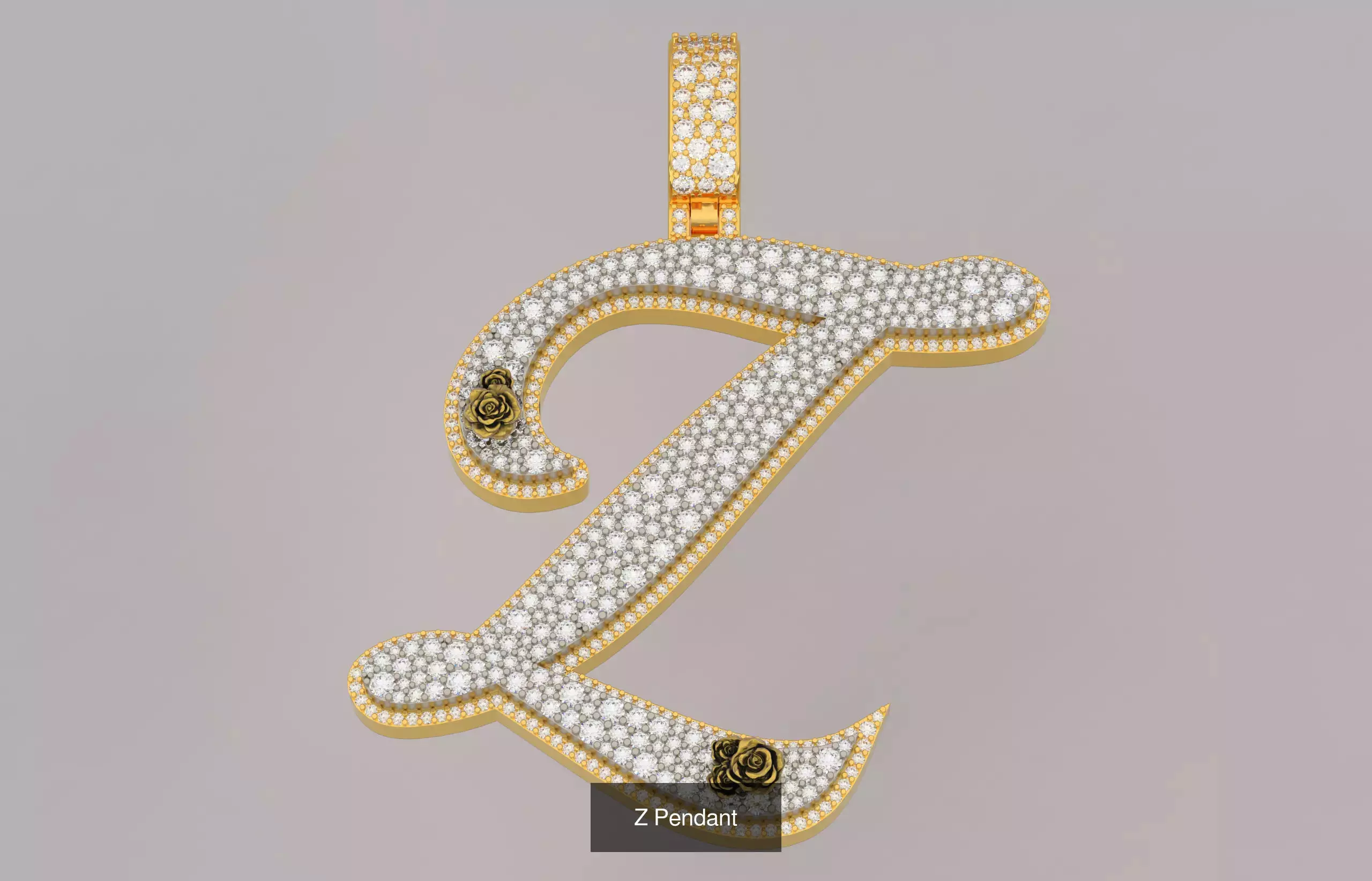 A-Z Custom Alphabet Mosaic Stone Setting Style  3D Model Collection_26
