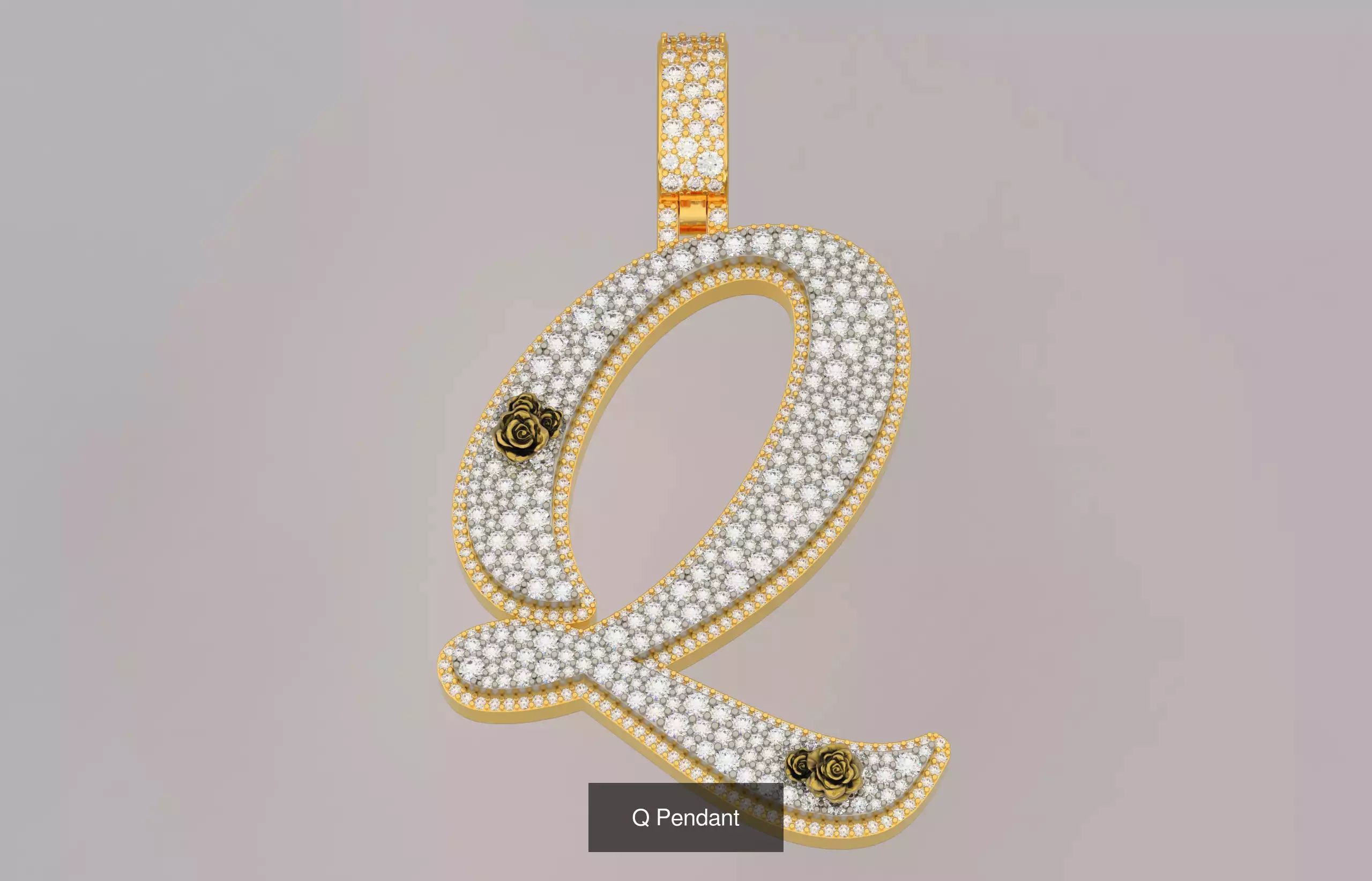 A-Z Custom Alphabet Mosaic Stone Setting Style  3D Model Collection_17