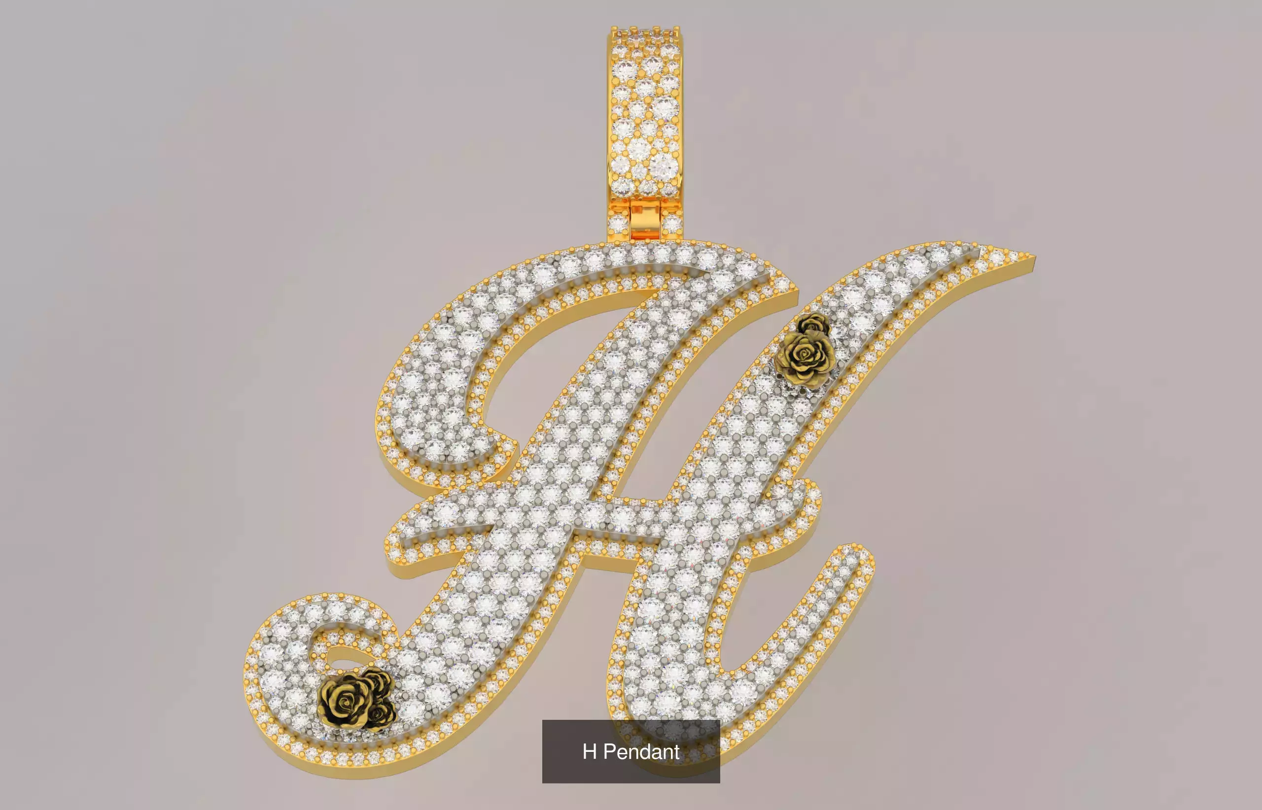 A-Z Custom Alphabet Mosaic Stone Setting Style  3D Model Collection_8