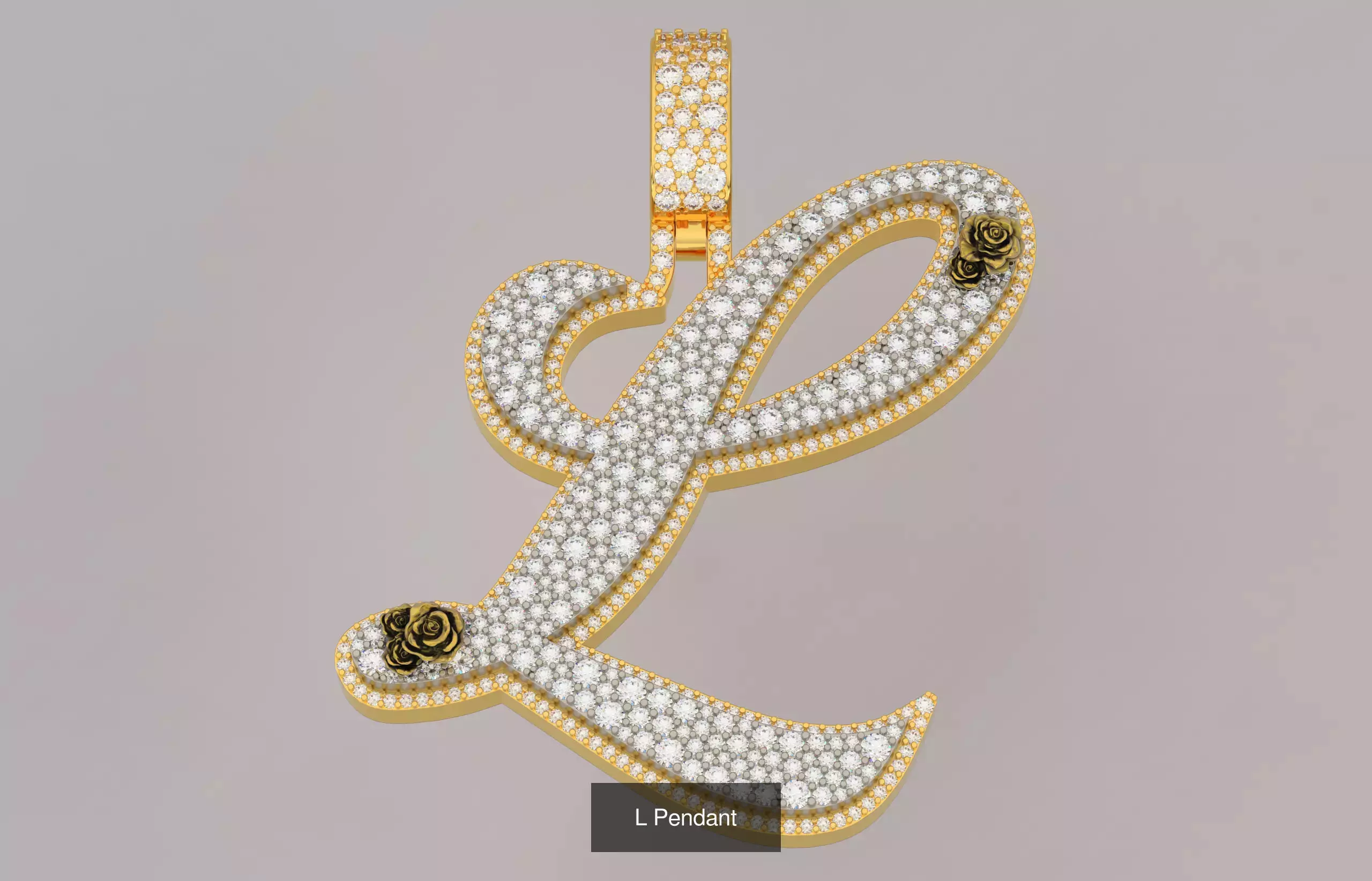 A-Z Custom Alphabet Mosaic Stone Setting Style  3D Model Collection_12