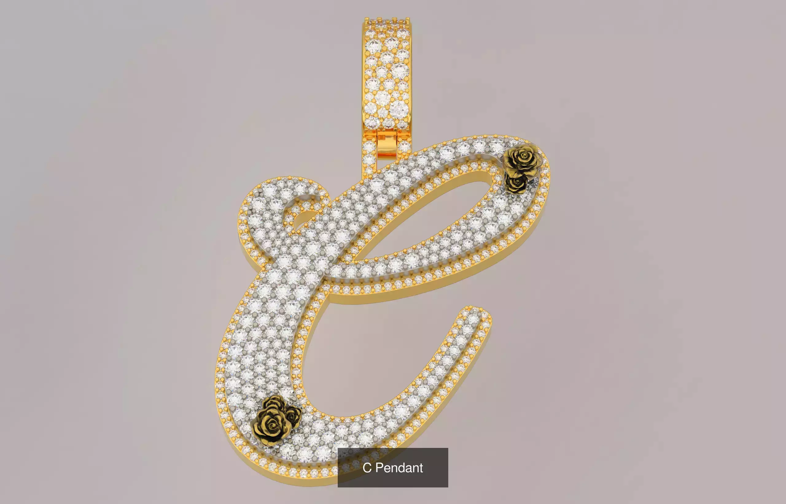 A-Z Custom Alphabet Mosaic Stone Setting Style  3D Model Collection_3