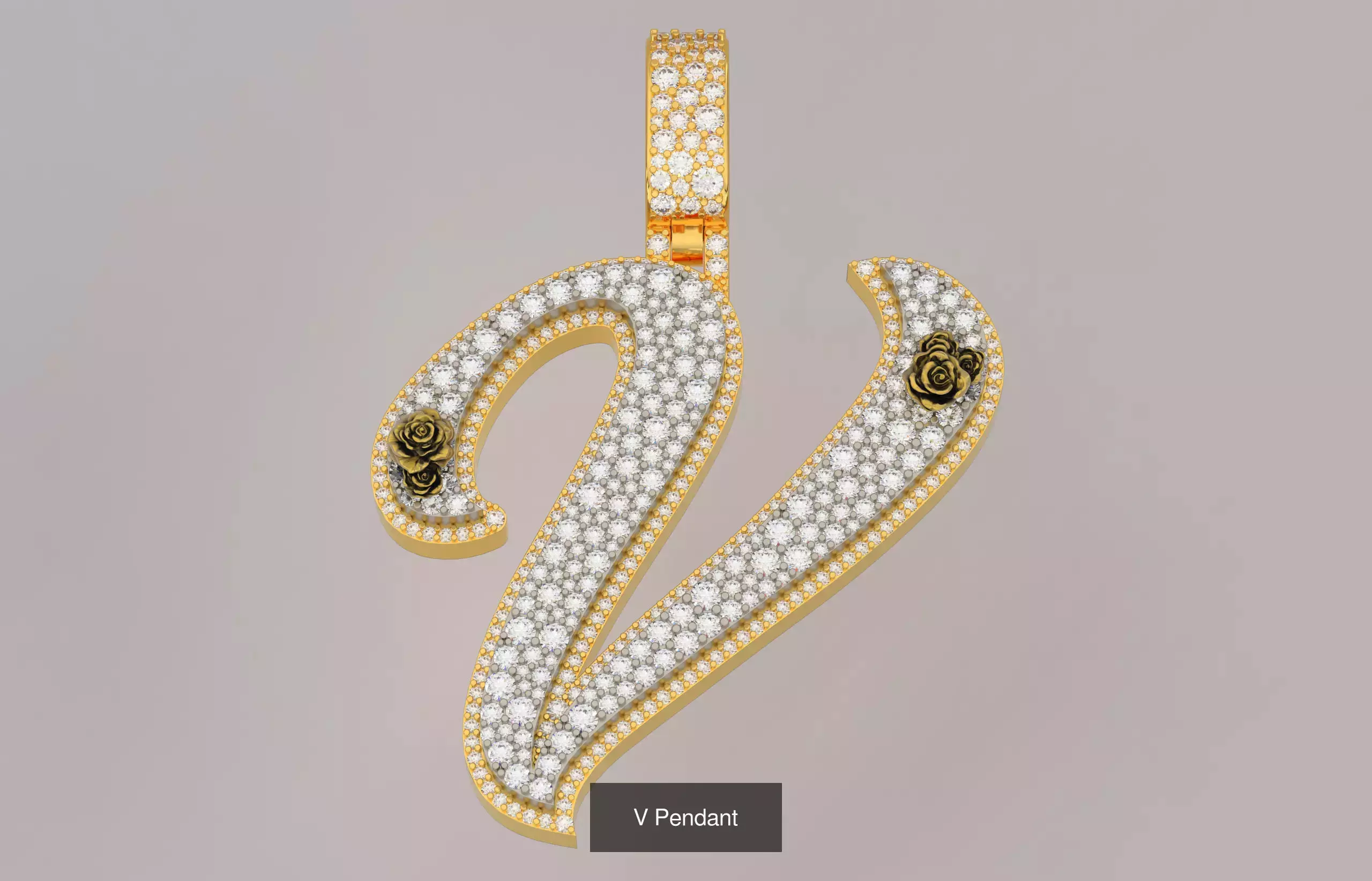 A-Z Custom Alphabet Mosaic Stone Setting Style  3D Model Collection_22