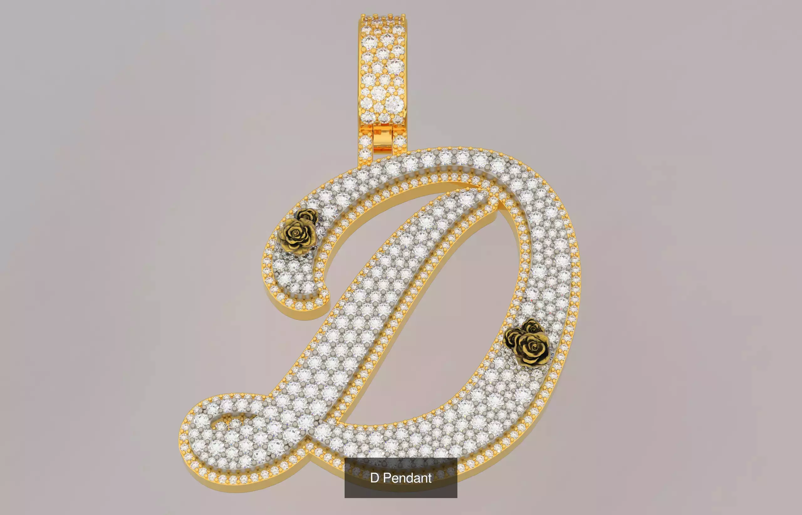 A-Z Custom Alphabet Mosaic Stone Setting Style  3D Model Collection_4