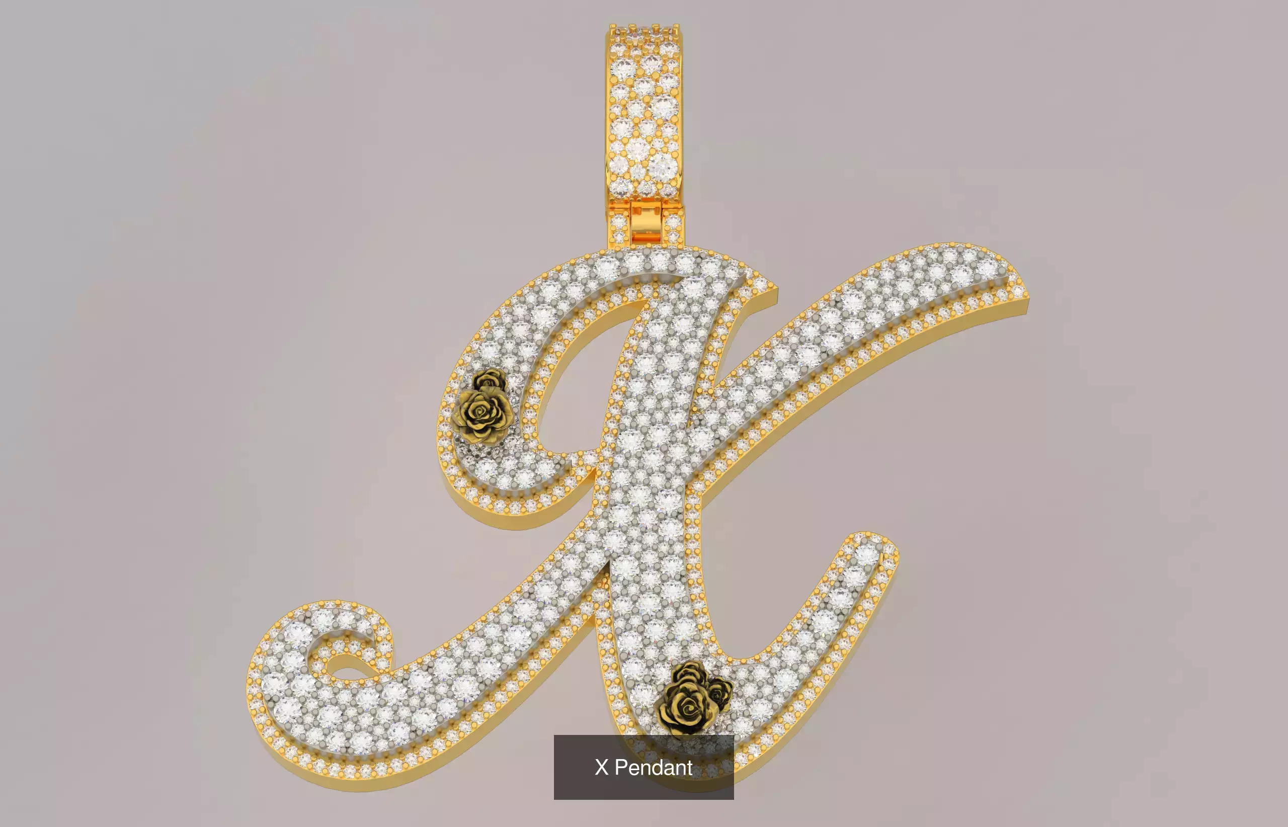 A-Z Custom Alphabet Mosaic Stone Setting Style  3D Model Collection_24