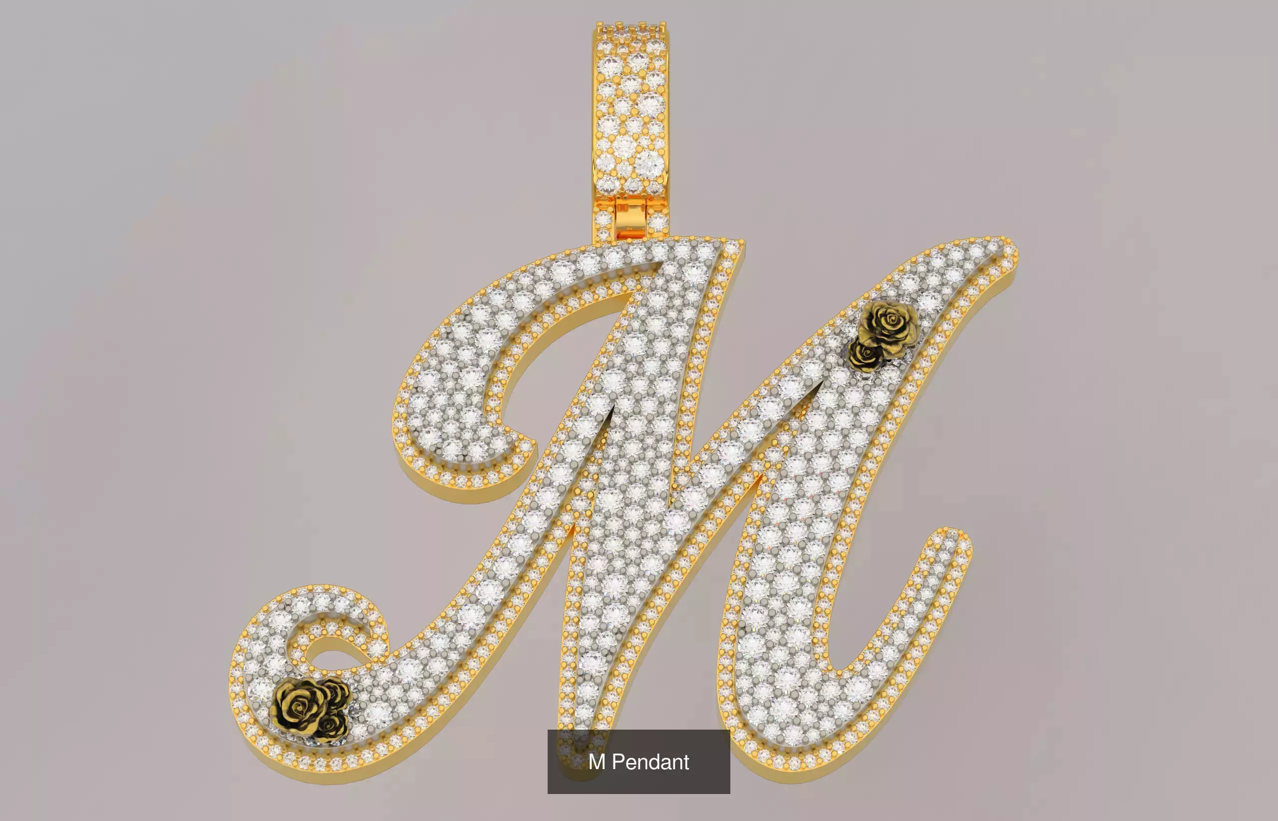 A-Z Custom Alphabet Mosaic Stone Setting Style  3D Model Collection_13