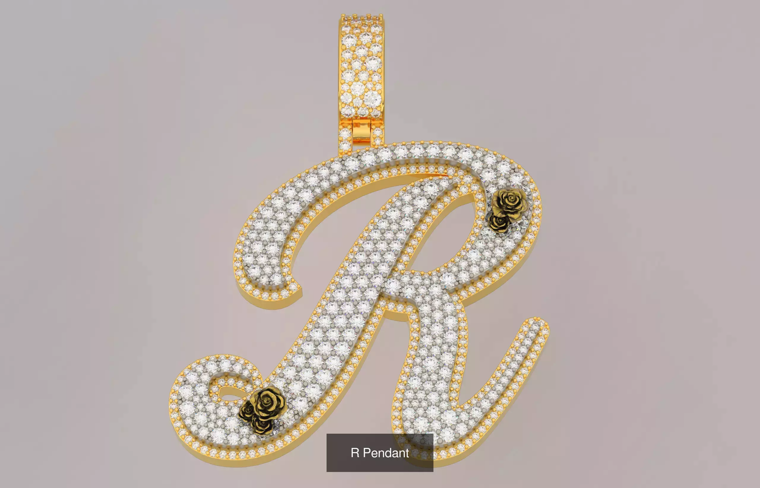 A-Z Custom Alphabet Mosaic Stone Setting Style  3D Model Collection_18