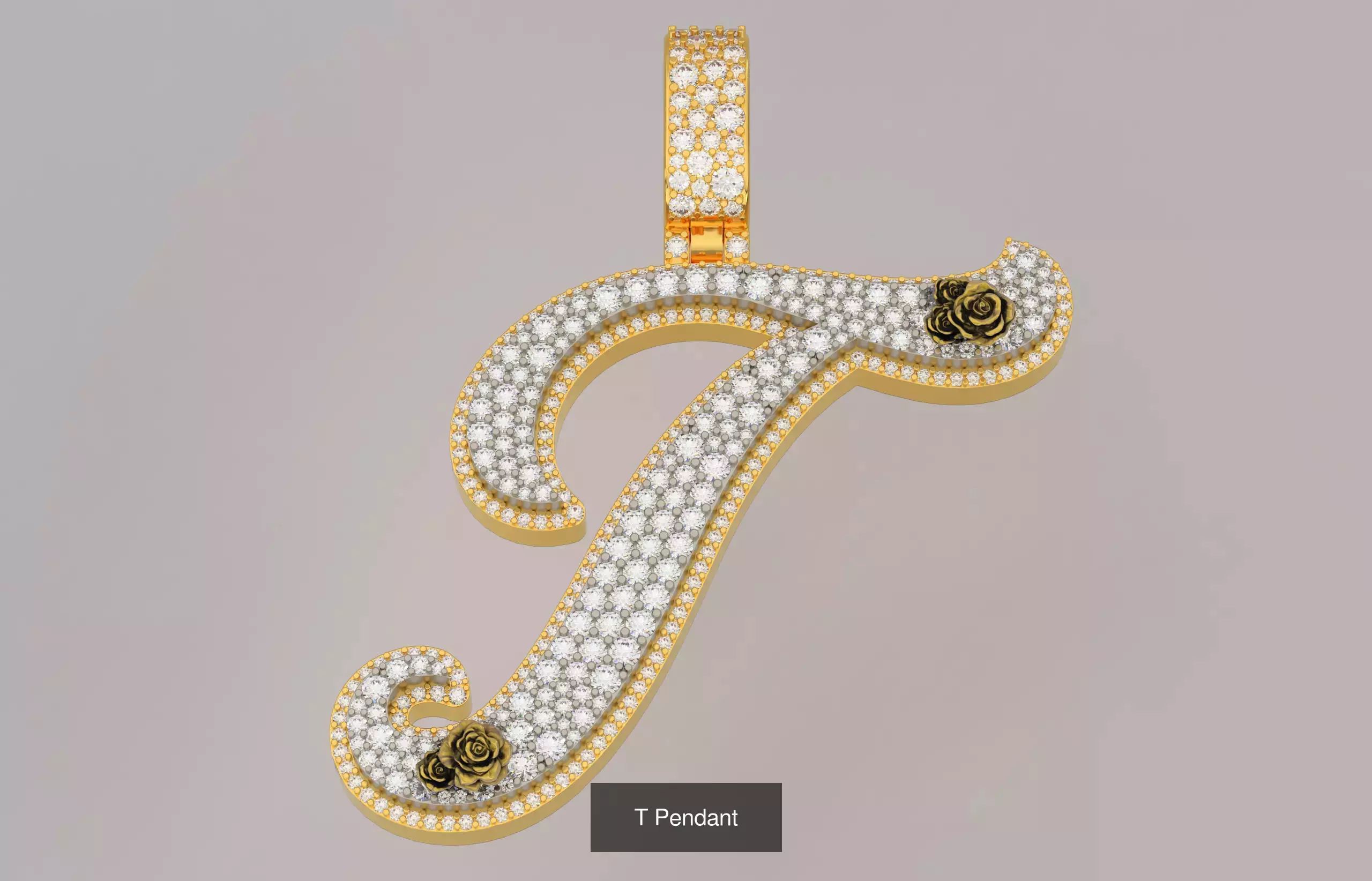 A-Z Custom Alphabet Mosaic Stone Setting Style  3D Model Collection_20