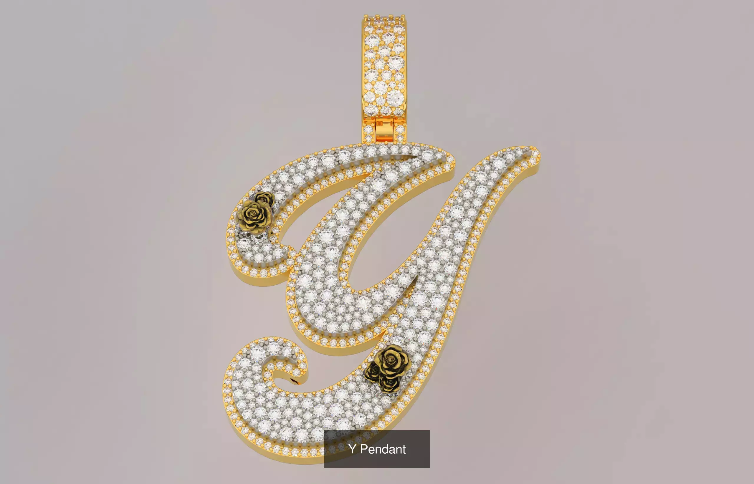 A-Z Custom Alphabet Mosaic Stone Setting Style  3D Model Collection_25